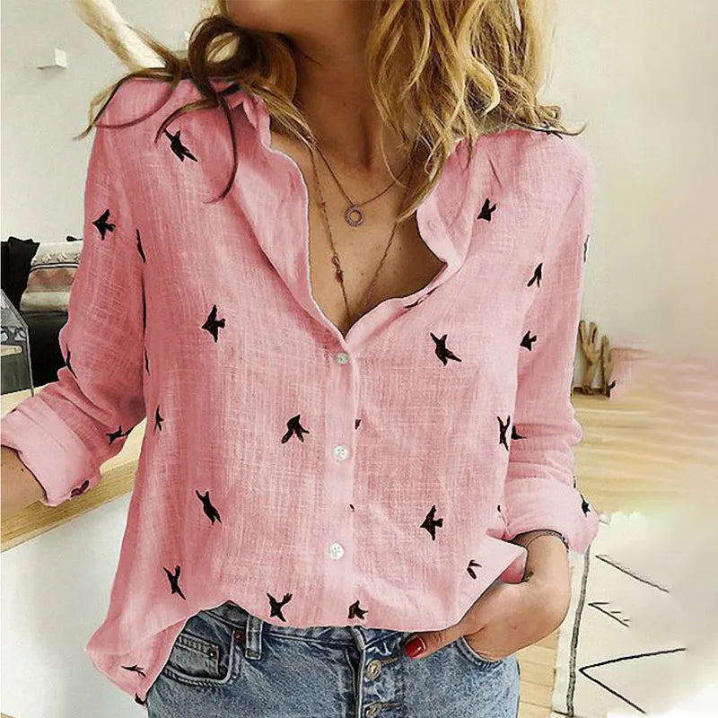 Camisa informal con estampado de aves