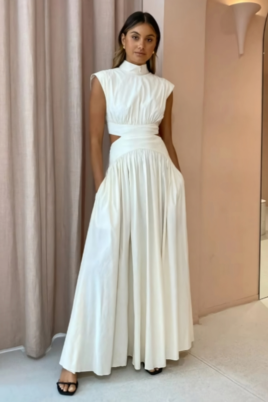 Vestido plisado de cuello alto Melania