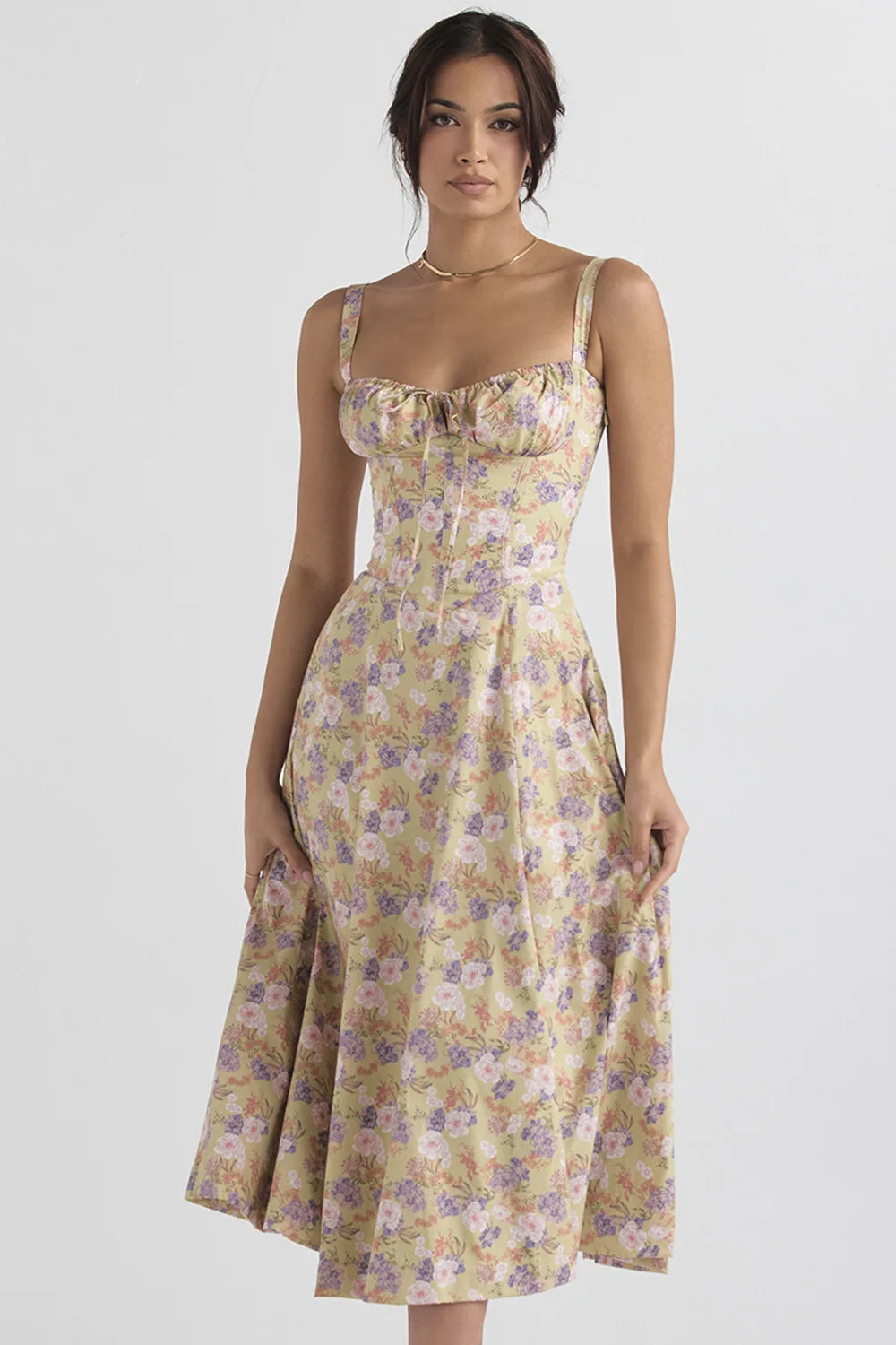 Vestido con corsé con estampado floral