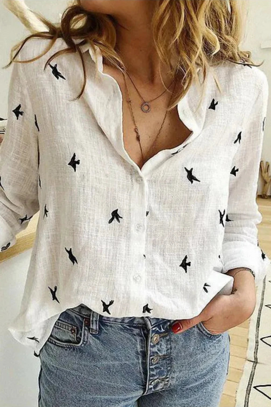 Camisa informal con estampado de aves