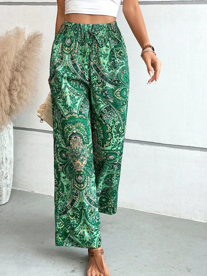 Pantalones bohemios con cintura elástica