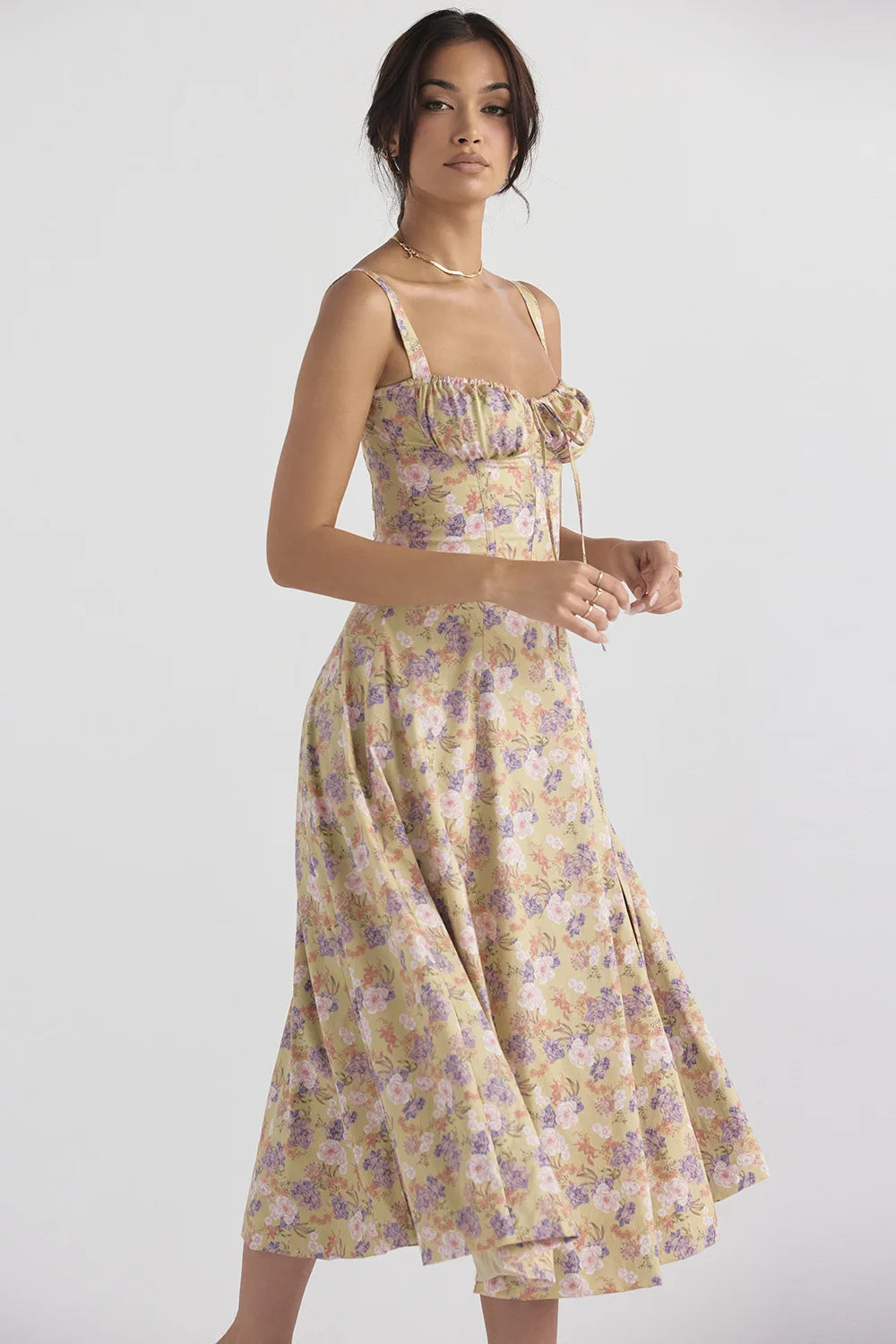 Vestido con corsé con estampado floral