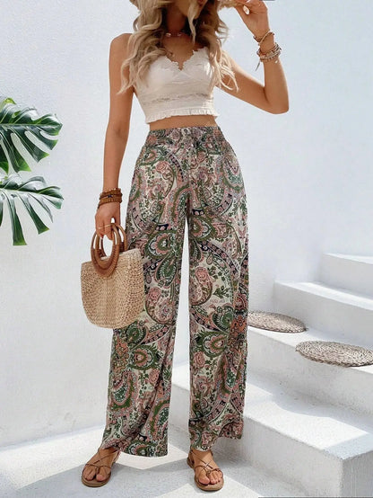 Pantalones bohemios con cintura elástica