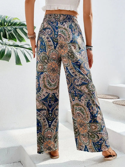 Pantalones bohemios con cintura elástica