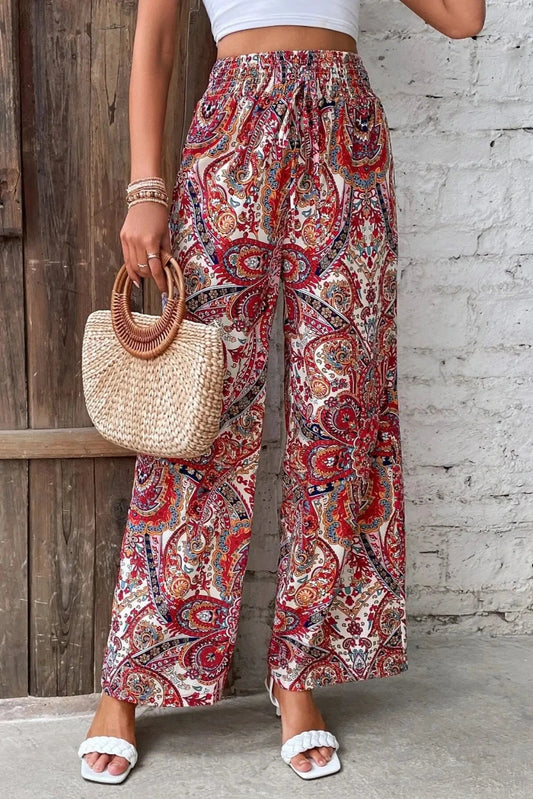 Pantalones bohemios con cintura elástica