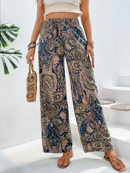 Pantalones bohemios con cintura elástica