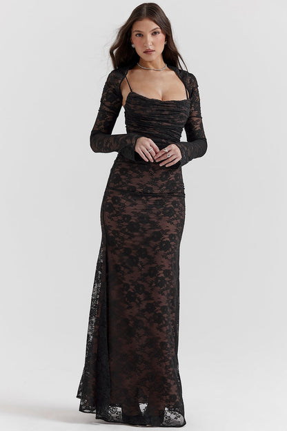 Vestido largo de encaje Allegra
