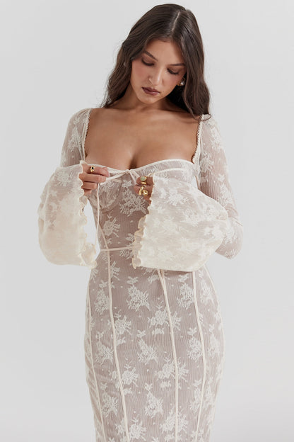 Vestido largo de encaje Allegra