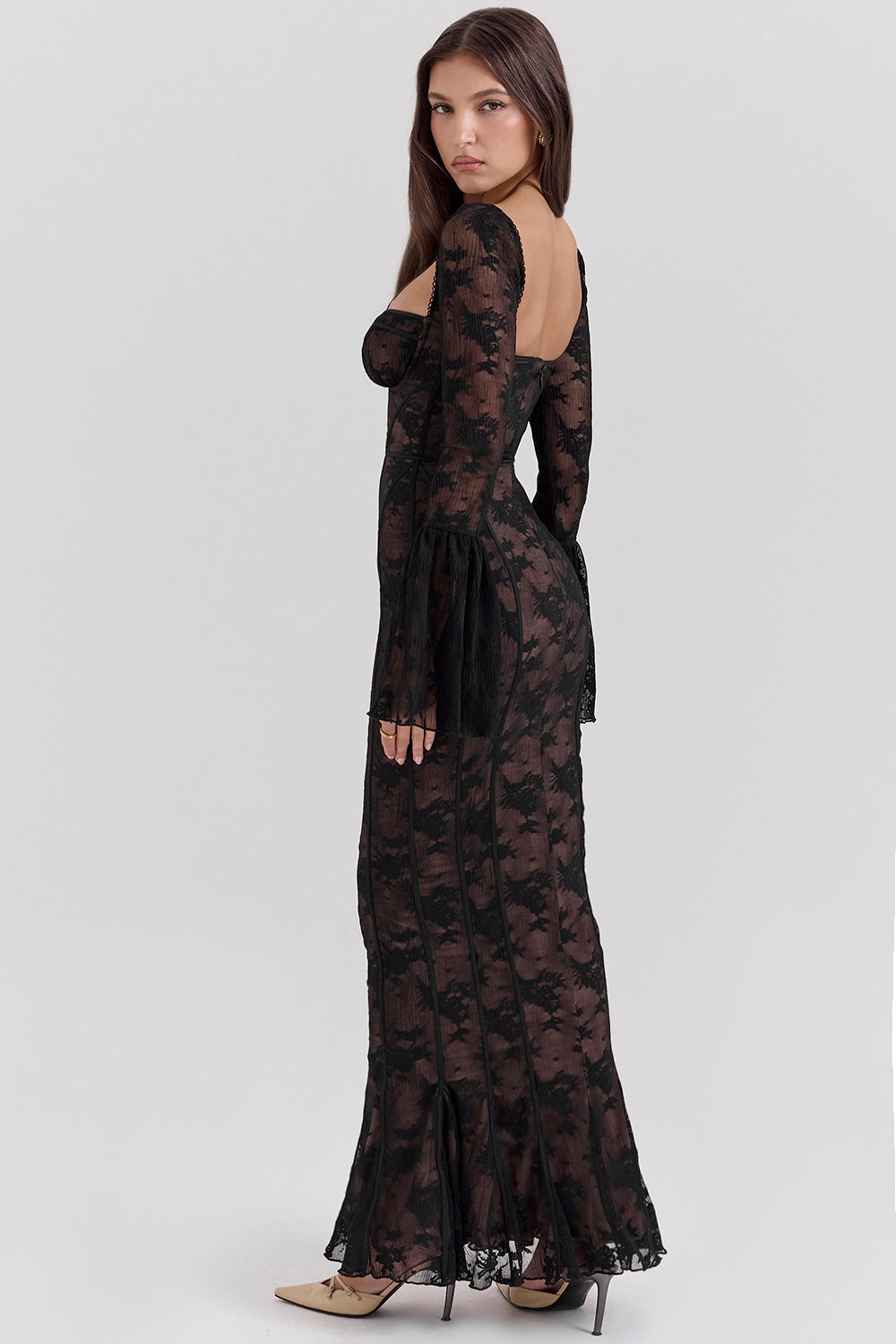 Vestido largo de encaje Allegra